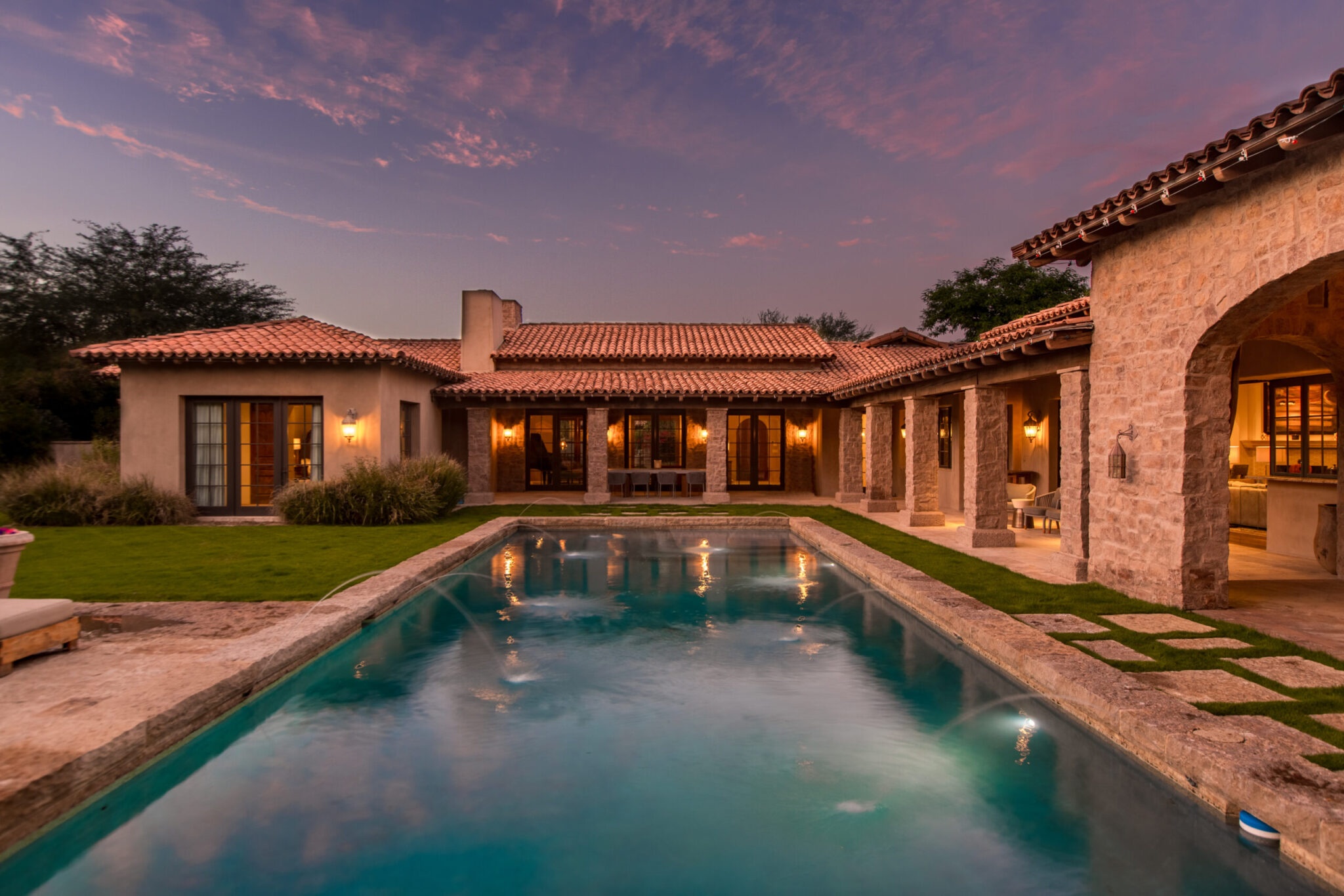 Sunset photo of pool for real estate listing in Phoenix, AZ